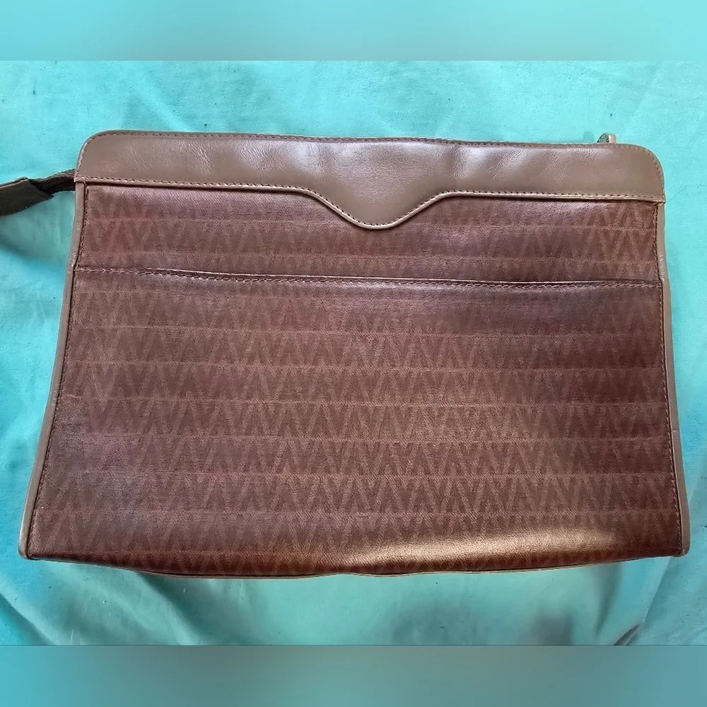 Mario Valentino Brown Chevron Clutch